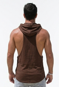 Camiseta sin mangas con capucha para hombre, estilo stringer, para yoga, culturismo y entrenamiento, con espalda cruzada - Product Image 2
