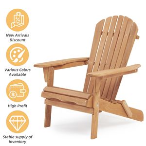 Chaises longues pliantes Adirondack en bois pour jardin, pelouse, arrière-cour, terrasse, piscine, foyer latéral, à moitié assemblé. - Product Image 1