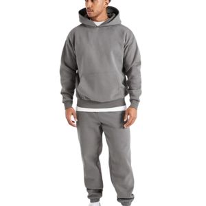 Ensemble survêtement gris oversize pour homme avec sweat à capuche et pantalon de jogging assorti, deux pièces, style streetwear décontracté et sportswear - Product Image 3
