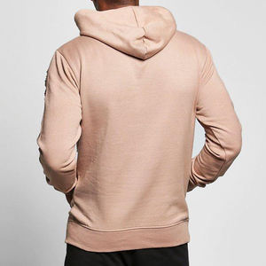 Sweat à capuche personnalisé pour homme, épais, beige, effet vieilli, déchiré, avec logo sérigraphié, style streetwear vintage - Product Image 4