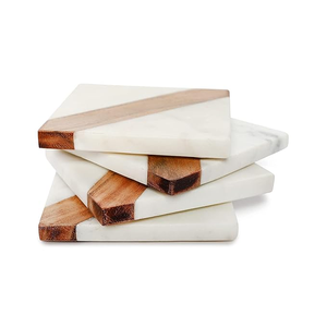 Juego de Posavasos de Lujo con Diseño Floral, Hechos a Mano con Incrustaciones de Latón Dorado, Mármol Natural Moderno y Ecológico para Mesa, Pedidos al por Mayor - Product Image 5