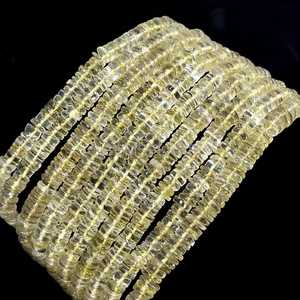 Natural Lemon Quartz Heishi Beads 5-6MM Lemon Quartz Heishi Beads Smooth Gemstone Tyre Shape Beads For Jewelry Making Wholesale - Product Image 1