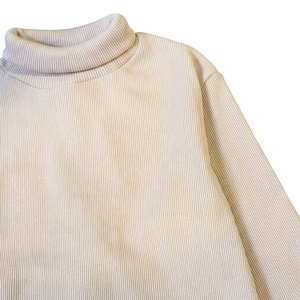 Ensemble élégant deux pièces : haut en tricot côtelé beige brodé à col rond et pantalon long - Product Image 4