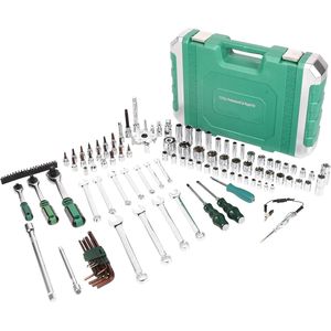 Juego de Herramientas de Reparación de Automóviles de 121 Piezas - Juego de Llaves de Trinquete de 1/2", 1/4", 3/8" con Sistema Métrico - Product Image 1