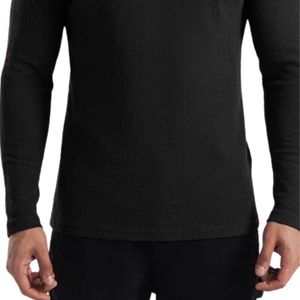 Men's Black <b>Cloud</b> Warm Tee Thermal Lightweight Breathable Crew <b>Neck</b> Long Sleeve Fitness Gym Training Workout Activewear Sports - Product Image 6