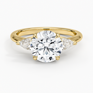 Anillo de Diamantes con Tres Piedras en Diseño Botánico Ornamentado - Product Image 1