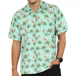 High Quality Customizable Casual <b>Mens</b> Short Sleeve Anti-Wrinkle Breathable Quick Dry Summer 100% Polyester Hawaiian <b>Beach</b> <b>Shirts</b> - Product Image 2