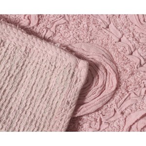 Pink Chenille Bath <b>Mat</b> Rectangle Floral Embossed Non-Slip Home Rug Tufted Medium Thickness Machine Washable - Product Image 4