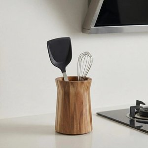 Porte-couverts en bois massif à 3 compartiments, organiseur de rangement pour cuillères, fourchettes et couteaux, support à ustensiles en bois pour la maison - Product Image 6