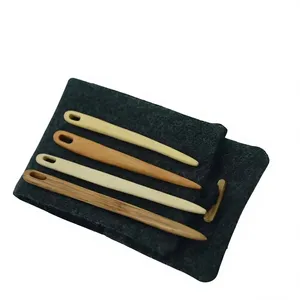 Aiguille à tisser en bois naturel, navette à broderie faite à la main, outil de couture naturel poli pour le tricot manuel - Product Image 3