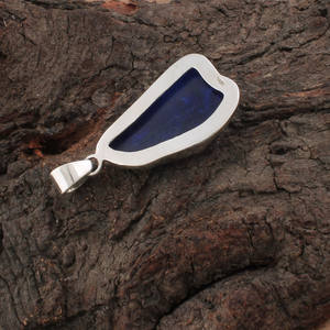 Dije de Plata de Ley 925 con Baño de Platino, Resina Azul Vintage, Gema Sunshine Durzy, Hecho a Mano, Unisex, Regalo de Aniversario - Product Image 3