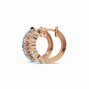 Pendientes de Aro con Diamantes de Diseño Moderno, Pendientes de Diamantes de Oro Rosa Cultivados en Laboratorio, Corte Redondo para Exportación al por Mayor - Product Image 3