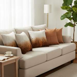 Ensemble de 5 housses de coussin modernes en terre cuite texturée SOGA Luxury, dégradé de fausse fourrure, pour la décoration de la maison, coussins de siège et oreillers - Product Image 2