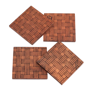 Sous-verre carré décoratif en bois incrusté, support de tasse personnalisé de qualité supérieure, tapis de protection de table de luxe, cadeau de Noël ou de déménagement - Product Image 4