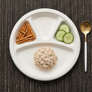 11 Inch Four Compartment Bagasse Meal Plate Biodegradable Compostable Disposable Sugarcane Fiber Tableware Restaurants Catering - Product Image 5