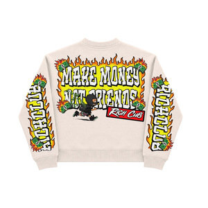 Custom Slogan Print Streetwear Crewneck Sweatshirt <b>Men</b> Long Sleeve Printed Cartoon Design O-Neck Regular Fit - Product Image 1