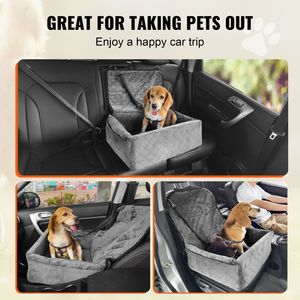 Rehausseur de siège auto pour chien avec poche de rangement, laisse de sécurité à clipser, lit rembourré en éponge et coton PP, housse pratique pour siège arrière de voiture pour animaux de compagnie - Product Image 3