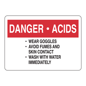 Señal de Seguridad para Ácidos Brady Danger, Montada en Pared, 10x14 Pulgadas, para Áreas de Manejo de Productos Químicos - Product Image 2