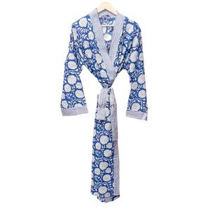 Kimono Blanco Hecho a Mano 100% Algodón, Estampado Digital Floral, Cuello en V, Cierre con Cinturón, Secado Rápido, Transpirable, Suave, para Mujer - Product Image 4