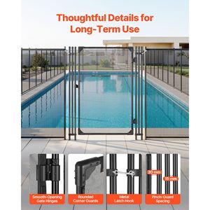Kit Cancello di Sicurezza Interrato per Piscine 4 x 2,5 piedi, con Chiusura in Metallo 352 GSM, Accessori e Strumenti per Piscine - Product Image 6