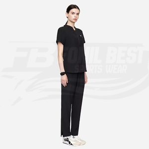 Ensemble de blouses médicales noires pour femmes, en coton et polyester tissé, uniforme d'hôpital, pantalon inclus, design personnalisé - Product Image 6