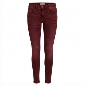 Jeans de Cintura Alta, Corte Ajustado, Lavado a la Piedra, para Mujer, Estilo Casual, Color Sólido, Cierre de Botones, Algodón Elástico con Spandex - Product Image 4