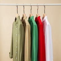 Kemeja Pria 100% Katun Warna Solid Lengan Panjang Kerah Turn-down Kancing Depan Kemeja Formal Bisnis Untuk Pria