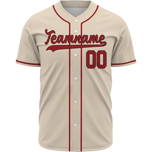 Camiseta de Béisbol Personalizada para Hombre, Nombre del Equipo 00, Impresión Roja, Poliéster Transpirable, Manga Corta, Cierre de Botones, Corte Regular, Todas las Temporadas - Product Image 1