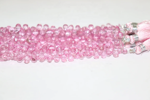 Venta al por mayor 4*6mm Natural Pink Topaz Faceted Drop Beads 8 pulgadas Topaz Coated Beads para la fabricación de joyas - Product Image 3