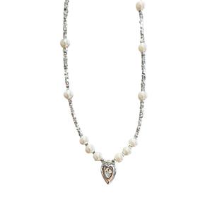 Collier en perles d'eau douce à double couche avec argent brisé, luxe haut de gamme, élégance simple - Product Image 5