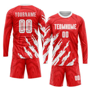 Uniforme de Fútbol Sublimado Rojo y Blanco, Jersey Personalizado para Equipo, Kit de Fútbol Transpirable que Absorbe la Humedad, Ropa Deportiva - Product Image 4