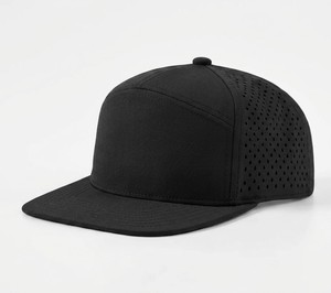 หมวกแก๊ปแบบ Snapback 7 แผง ทรงแบน ระบายอากาศได้ดี ตัดด้วยเลเซอร์ รับผลิตแบบ OEM ODM ขั้นต่ำน้อย คุณภาพสูง หมวกสตรีทแวร์แบบมีรูระบายอากาศ - Product Image 3