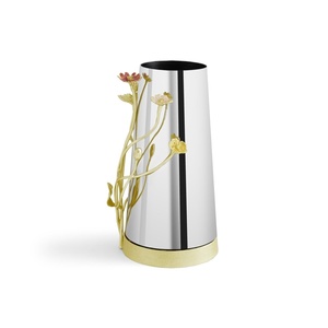 Jarrón de lujo Saleem International 2026 con diseño de granada, color plateado, de metal, con hoja de ginkgo marrón dorado - Product Image 5