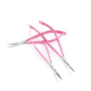 Ciseaux à sourcils roses en acier inoxydable, lame tranchante, manche en plastique, outils de beauté, pour droitiers, pointe droite - Product Image 5