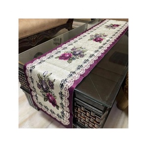 Wholesale Home Dining 100% Organic Cotton Tablecloths with Diamond Design Printed Runner <b>Sets</b> Classy ODM Promotional Decoration - Product Image 4