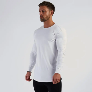 Camiseta Deportiva Casual de Manga Larga para Hombre, 100% Algodón, Secado Rápido, Corte Ajustado, Color Sólido, con Bolsillo, Tejido de Punto - Product Image 3