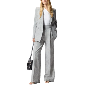 Blazer gris sur mesure OEM pour femme, double boutonnage, col cranté, manches longues, style professionnel, manteau de costume de bureau, vente en gros fabricant - Product Image 1