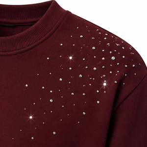 Sudadera Oversize de Algodón Tejido Premium con Pedrería, Cuello Redondo, Cristales de Diamante, Estilo Urbano, con Logotipo Personalizado para Hombre - Product Image 3