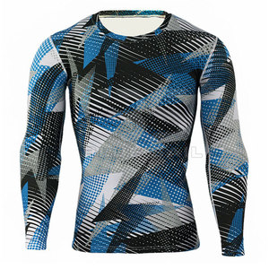 Chemise de compression sportive pour homme, coupe slim, tissu extensible, design sans couture, séchage rapide et respirante pour un confort tout au long de la journée - Product Image 1