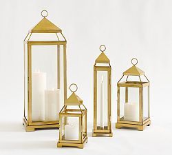 <b>Brass</b> <b>Lantern</b> Candle Holders Set of 4 Mirrored Glass Wedding Home Decoration Durable Metal <b>Lanterns</b> - Product Image 3
