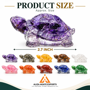 Figura de Tortuga de Cristal de Pirita Orgonita Hecha a Mano al por Mayor, 2.7 Pulgadas, con Virutas de Resina y Piedras Preciosas, Decoración Feng Shui para el Hogar, Regalo - Product Image 3