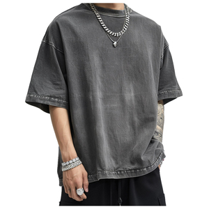 เสื้อยืดพิมพ์ลายกราฟิกผ้าฝ้าย 100% รุ่นคัสตอม ปี 2026 เสื้อยืดโอเวอร์ไซส์แบบหนาพิเศษ ซักย้อมสีแบบแอซิดวอช สำหรับผู้ชาย สไตล์สตรีทแวร์ - Product Image 3