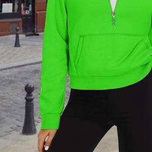 สเวตเชิ้ตผ้าขนแกะโพลีเอสเตอร์คอตั้งเสื้อแบบสวมหัวสำหรับผู้หญิงเสื้อกันหนาวมีซิปครึ่งตัวสำหรับทำกิจกรรมกลางแจ้งชุดทำงาน - Product Image 3