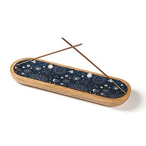 Quemador de incienso de madera hecho a mano con diseño de girasol y recogedor de cenizas de bambú para uso aromático durante todo el año. - Product Image 1