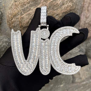Pendentif Hip Hop en Argent S925 Certifié IGI, Personnalisé, Sertissage Diamant Glacé, Diamant Taillé Baguette, Bijoux Style Hip Hop pour Homme - Product Image 6
