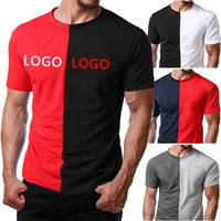T-shirt personnalisé fendu 2 couleurs bloc de couleur t-shirt deux tons pour hommes t-shirt longue ligne coupe ajustée vêtements de sport en coton t-shirt deux tons