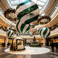Boule miroir gonflable en PVC, grande sphère brillante à rayures colorées, ballon miroir pour événements extérieurs, fêtes de jardin, décorations de Noël suspendues