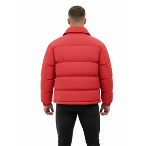 Chaqueta acolchada roja extragrande para hombre, abrigo de invierno cálido con cierre de botones a presión, abrigo acolchado grueso, ropa de calle informal - Product Image 5