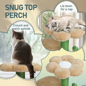 Árbol para Gatos de Lujo de 33 Pulgadas, Torre Multinivel con Percha Curva, Cama Acolchada para Gatitos, Muebles de Lujo para Gatos en Caja - Product Image 6