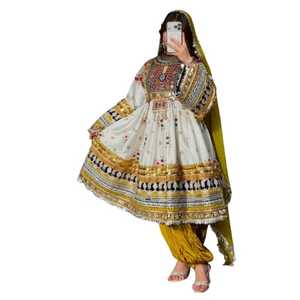 Precios al por Mayor, Vestidos Afganos Kuchi Vintage, Últimos Modelos, Corte en A, Manga Larga, Cuello en V, Largura hasta la Rodilla, 100% Poliéster, Vestidos de Novia - Product Image 1